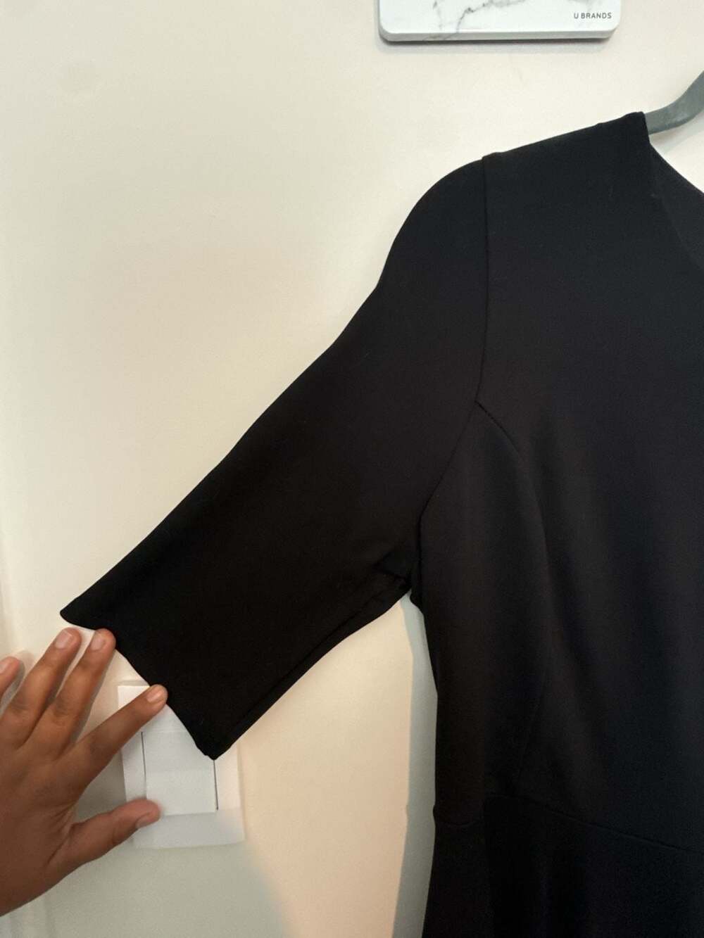 Lulus Elbow Sleeve Sheer Mesh Hem Fit & Flare Skater Black Dress Size XL - Picture 4 of 4
